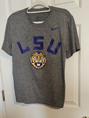 Nike Gray LSU Tee with Purple and Gold Logo
